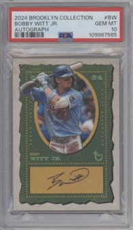 Bobby Witt Jr. from the 2024 Topps Brooklyn Collection set graded by PSA and given an overall grade of 10.