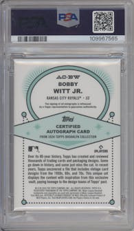 Bobby Witt Jr. from the 2024 Topps Brooklyn Collection set graded by PSA and given an overall grade of 10.