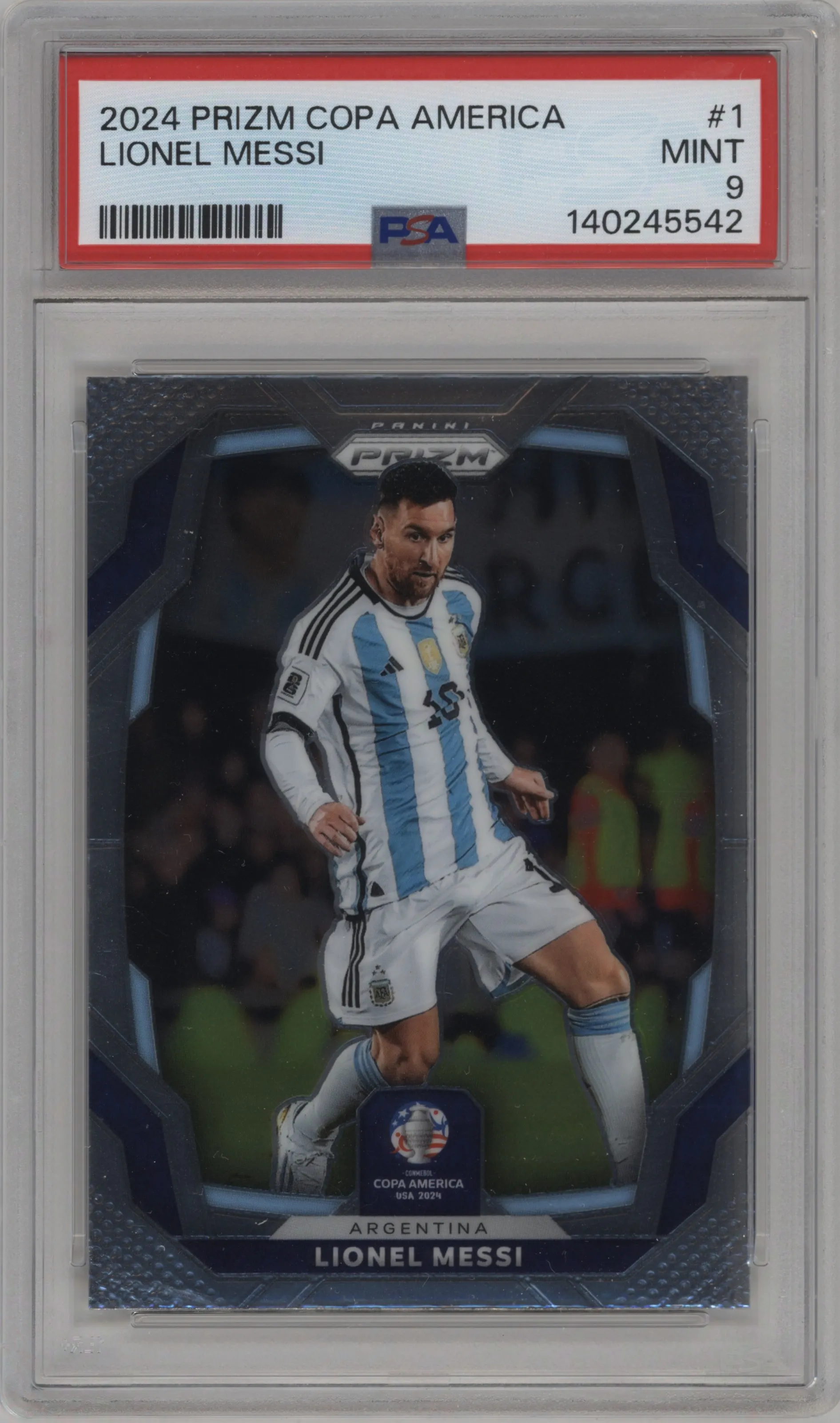 2024 Panini Prizm CONMEBOL Copa America Lionel Messi #1 PSA 9