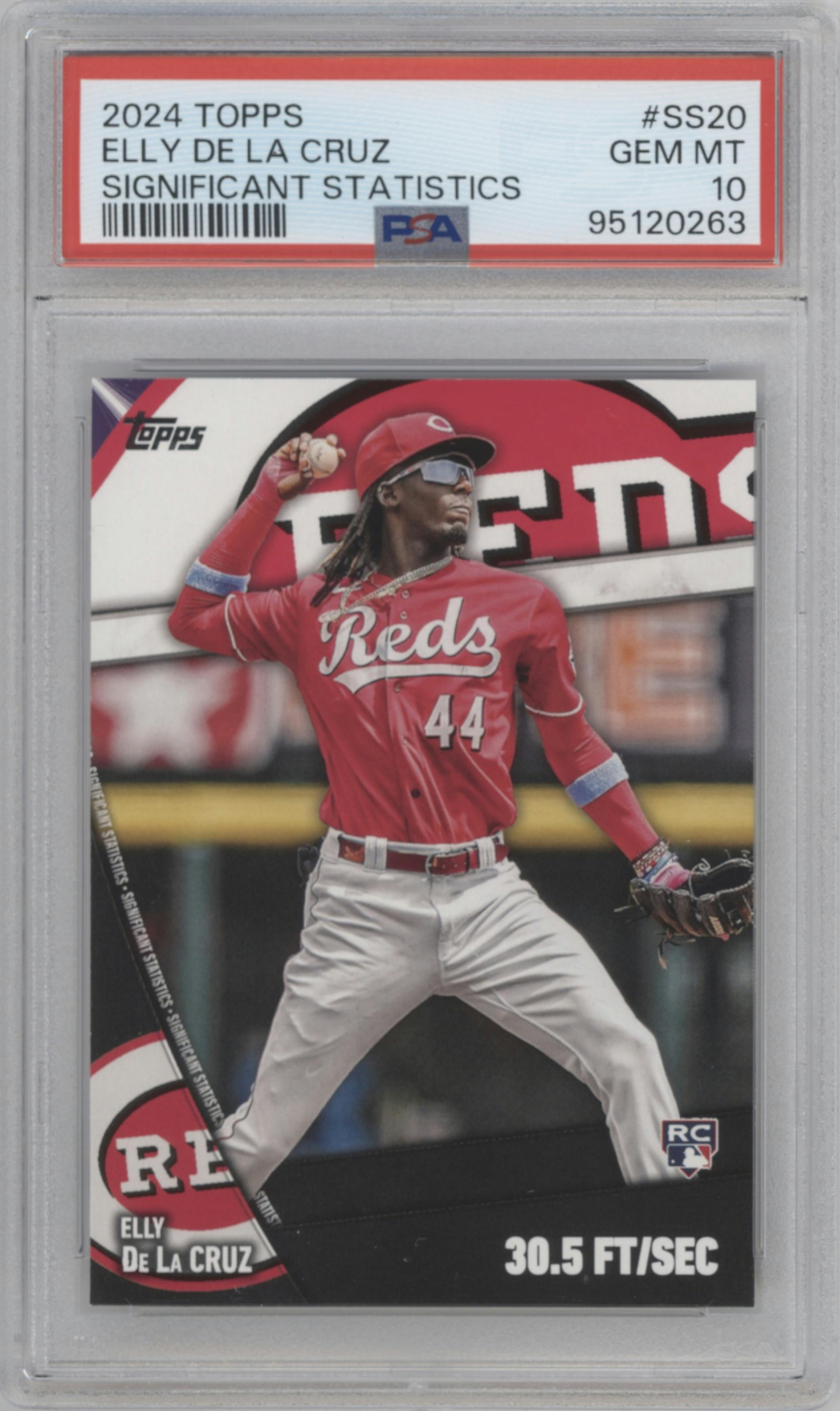 Elly De La Cruz from the 2024 Topps  set graded by PSA and given an overall grade of 10.