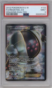 Registeel EX from the 2012 Pokemon B&W set graded by PSA and given an overall grade of 9.