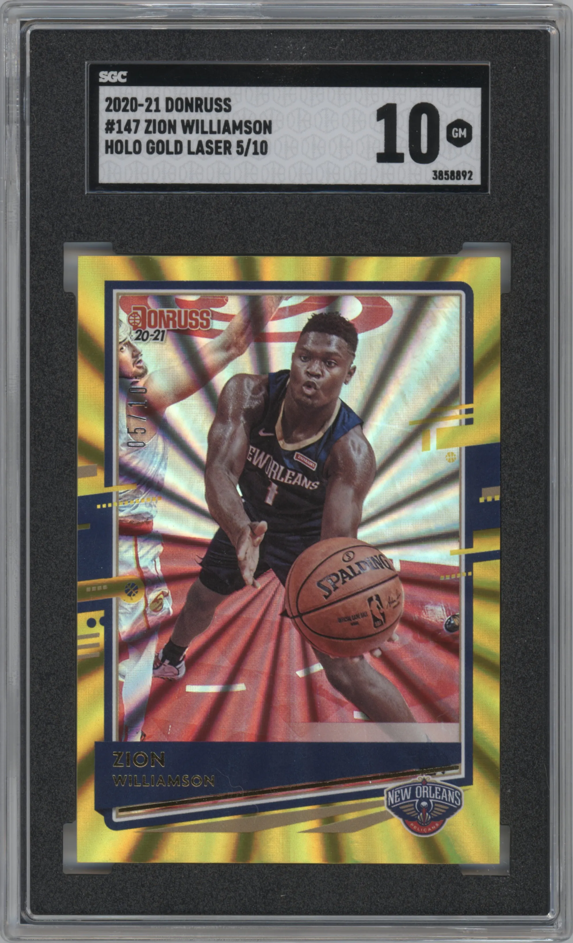 2020 Panini Donruss Zion Williamson Gold Laser SGC 10
