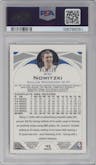 Dirk Nowitzki from the 2004-05 Topps Chrome set featuring a X-Fractor parallel graded by PSA and given an overall grade of 9.