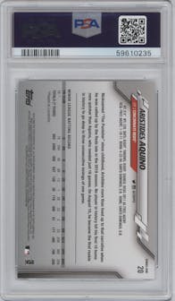 Aristides Aquino  from the 2020 Topps Series 1 set graded by PSA and given an overall grade of 10.