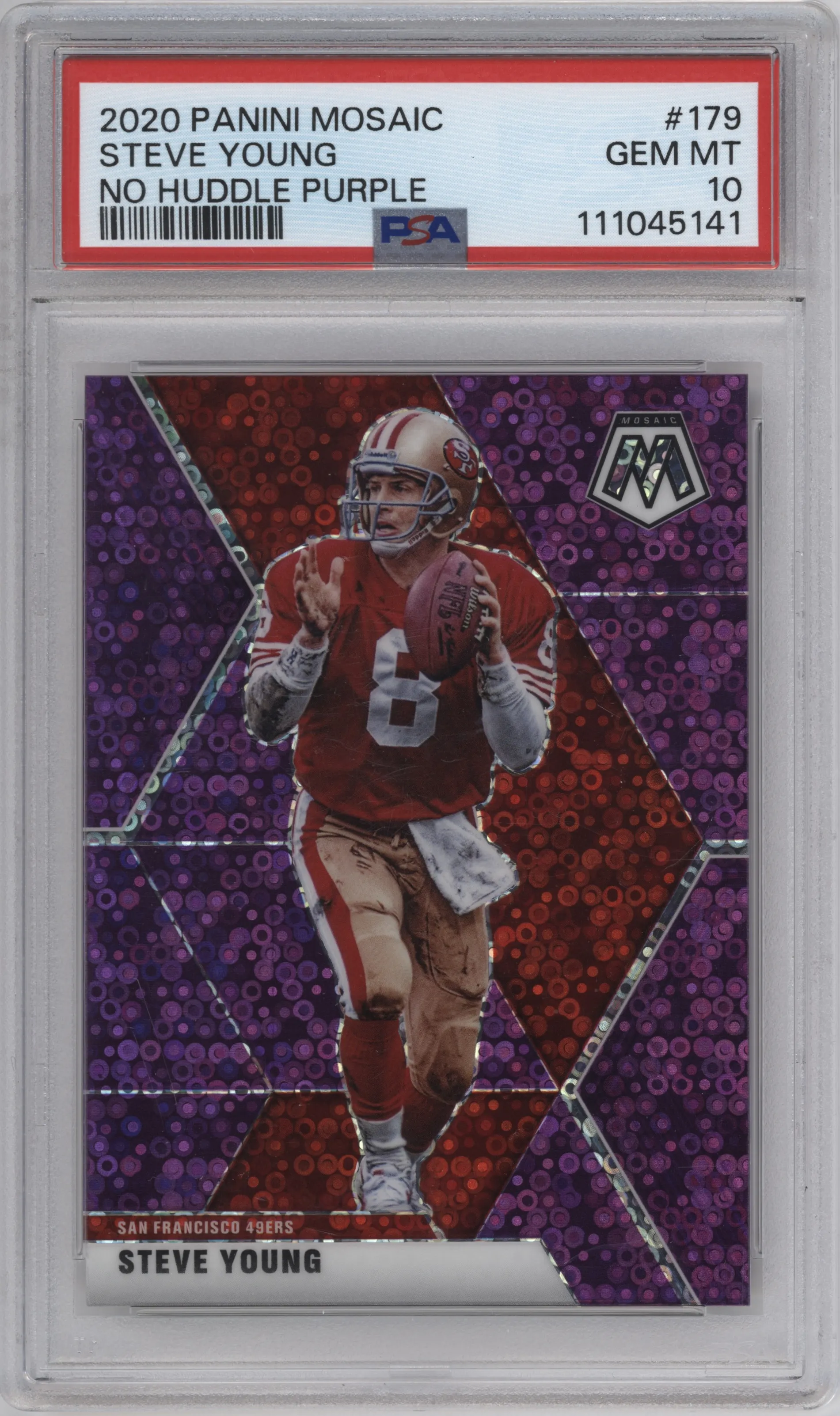 2020 Panini Mosaic Steve Young No Huddle Purple PSA 10
