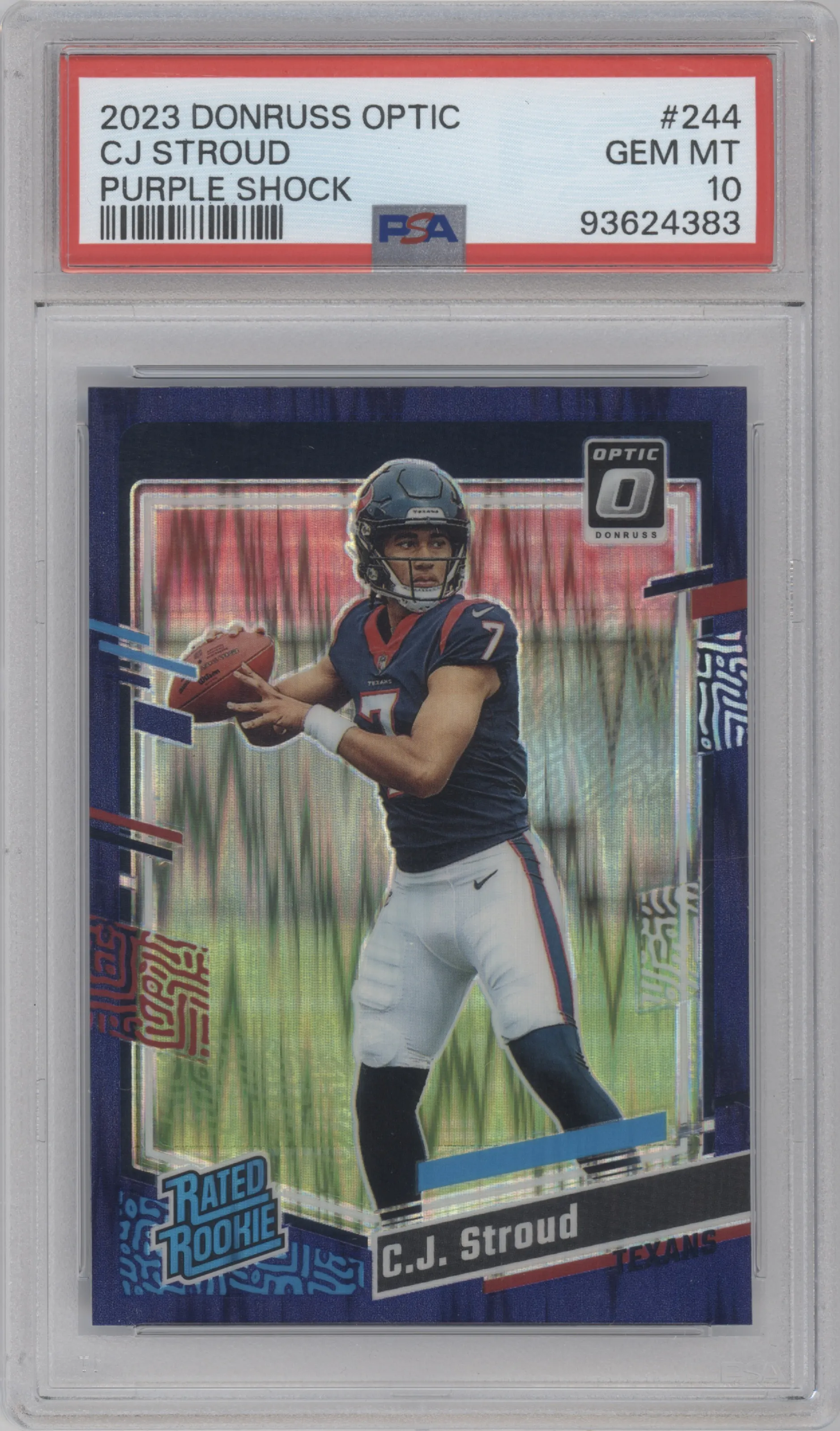 2023 Donruss Optic Rated Rookie C.J. Stroud Purple Shock PSA 10