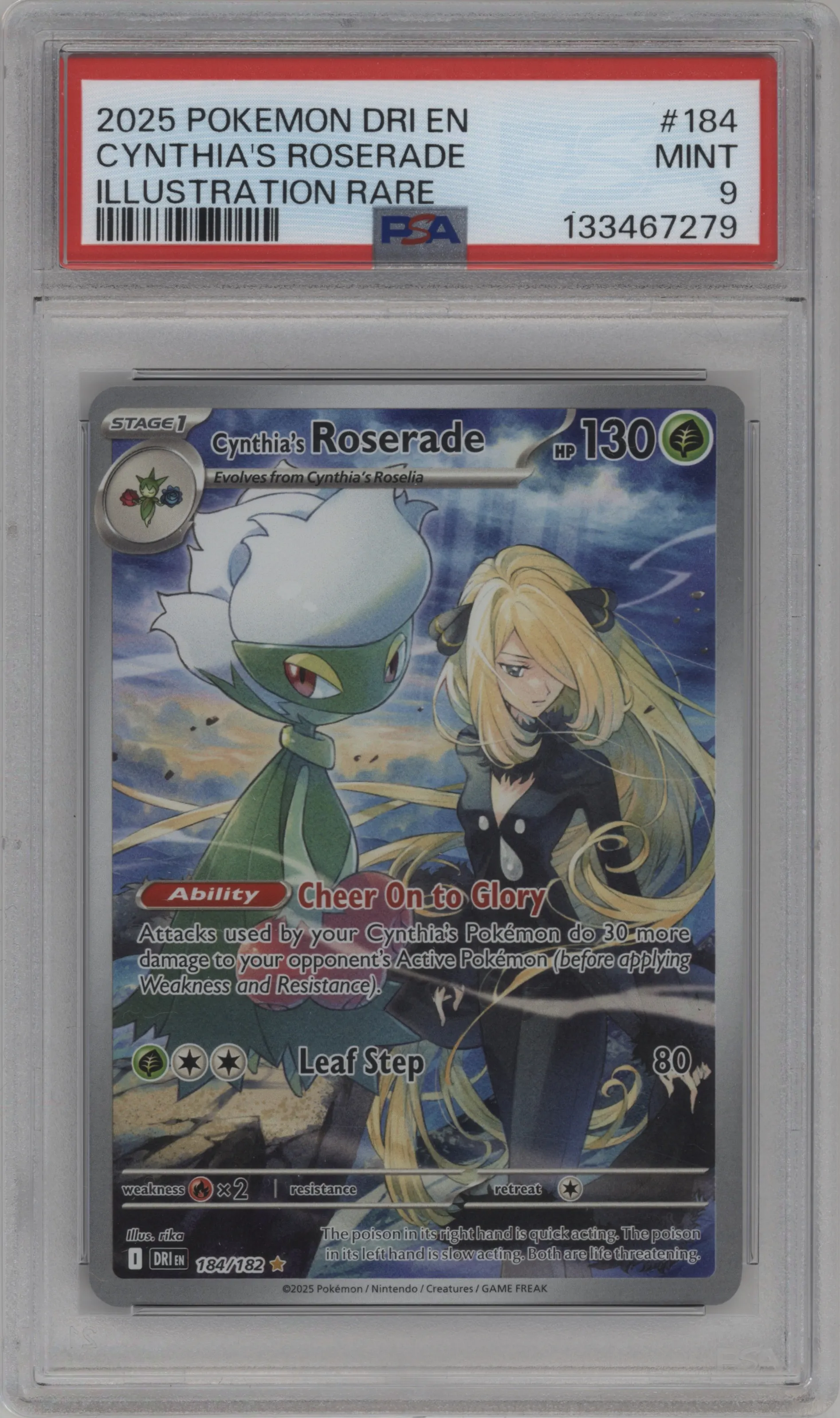 2025 Pokemon SV Destined Rivals Cynthia's Roserade #184 PSA 9