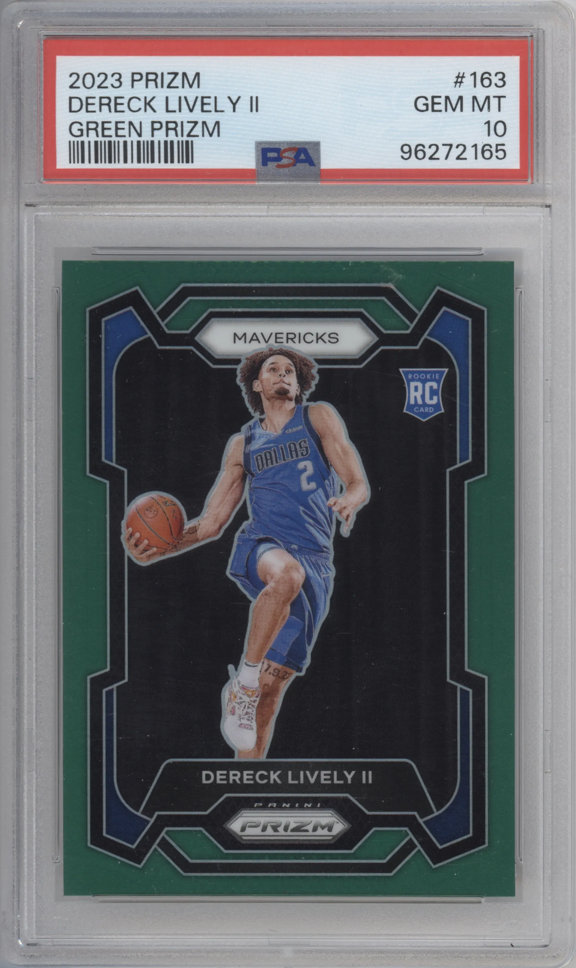 2023 Panini Prizm Dereck Lively II Green Prizm #163 PSA 10