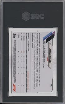George Russell from the 2021 Topps Chrome F1  set graded by SGC and given an overall grade of 9.5.