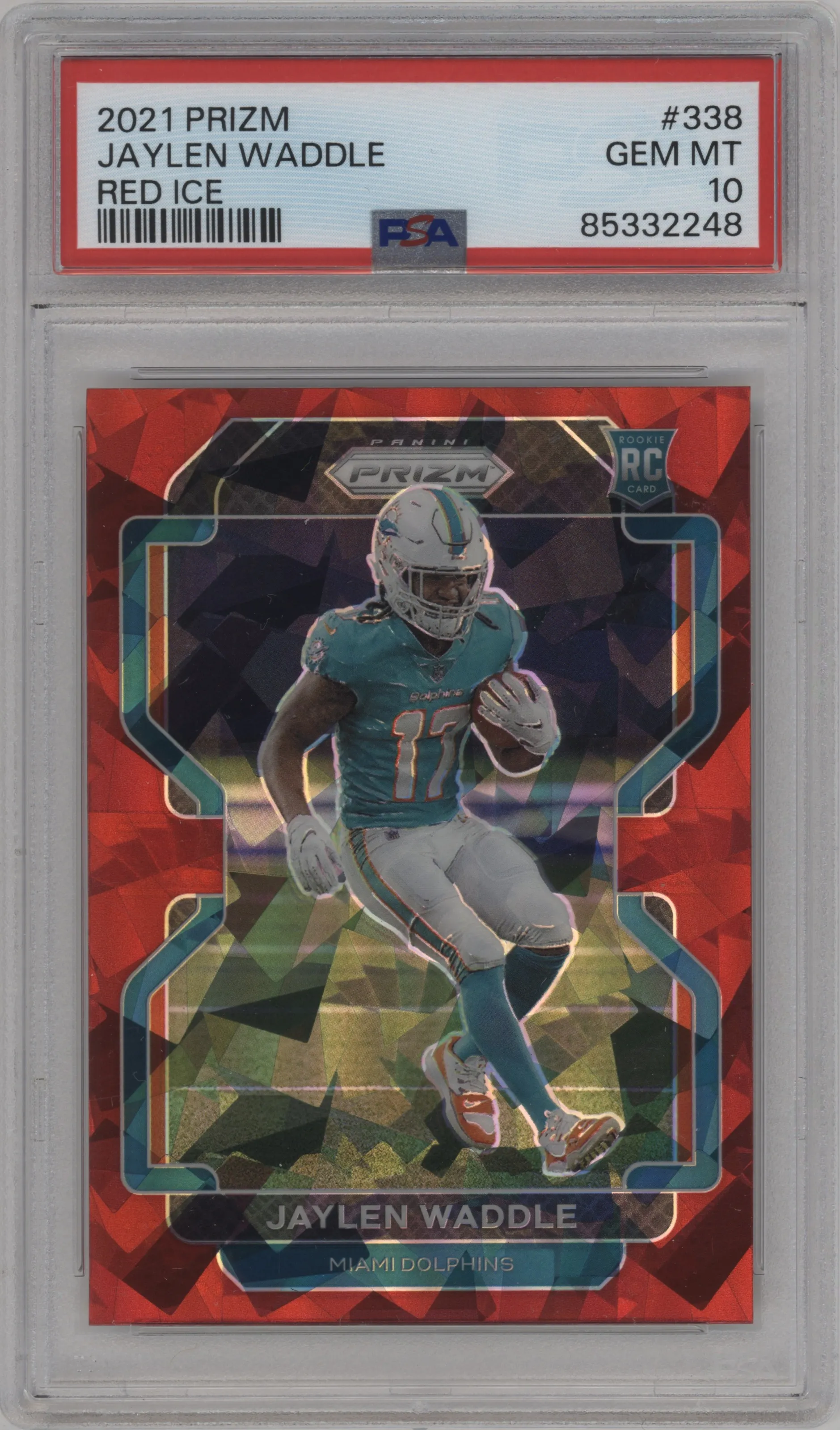 2021 Panini Prizm Jaylen Waddle Red Ice #338 PSA 10