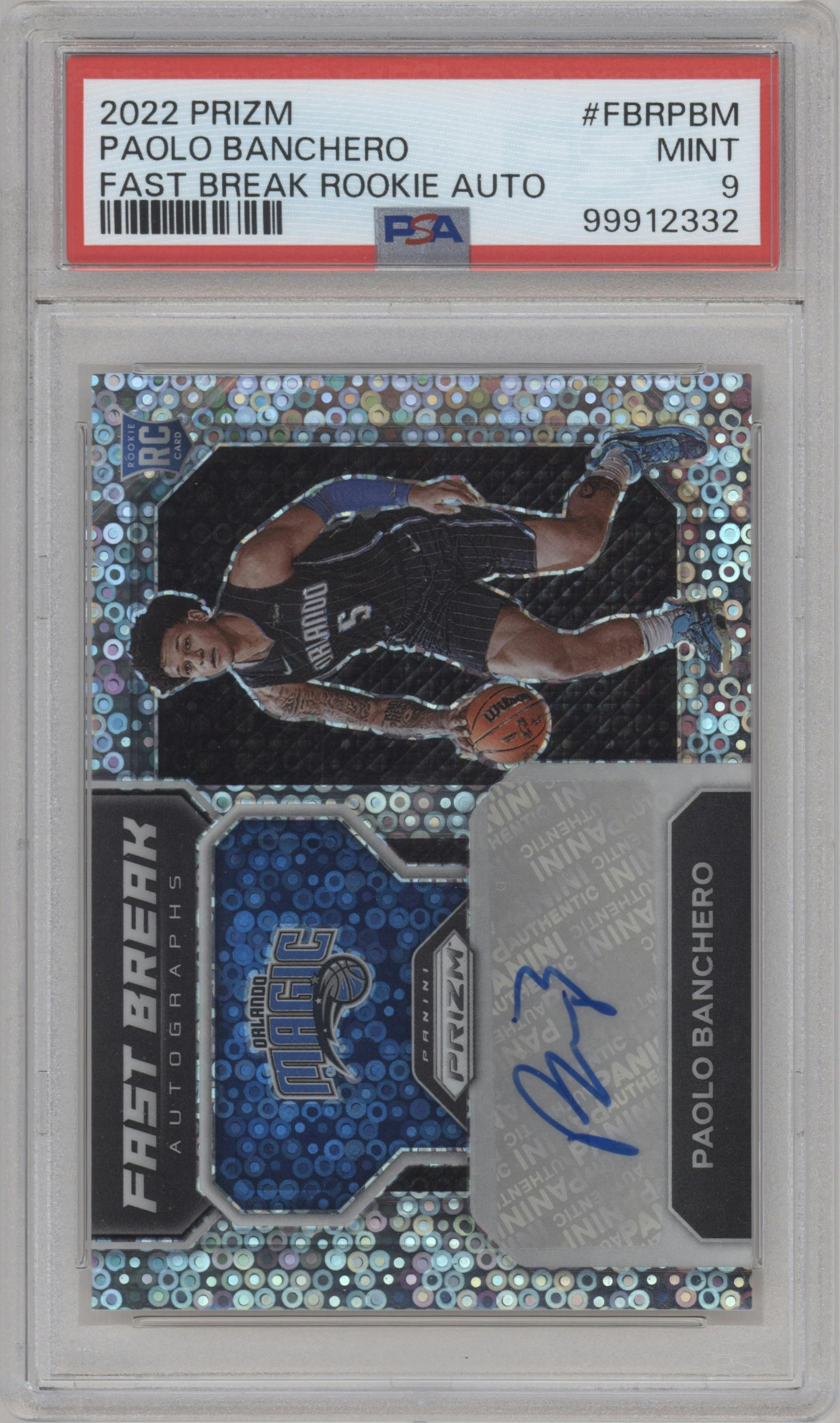 Paolo Banchero from the 2022-23 Panini Prizm  set graded by PSA and given an overall grade of 9.