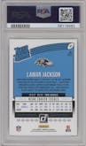 Lamar Jackson from the 2018 Panini Donruss set graded by PSA and given an overall grade of 9.