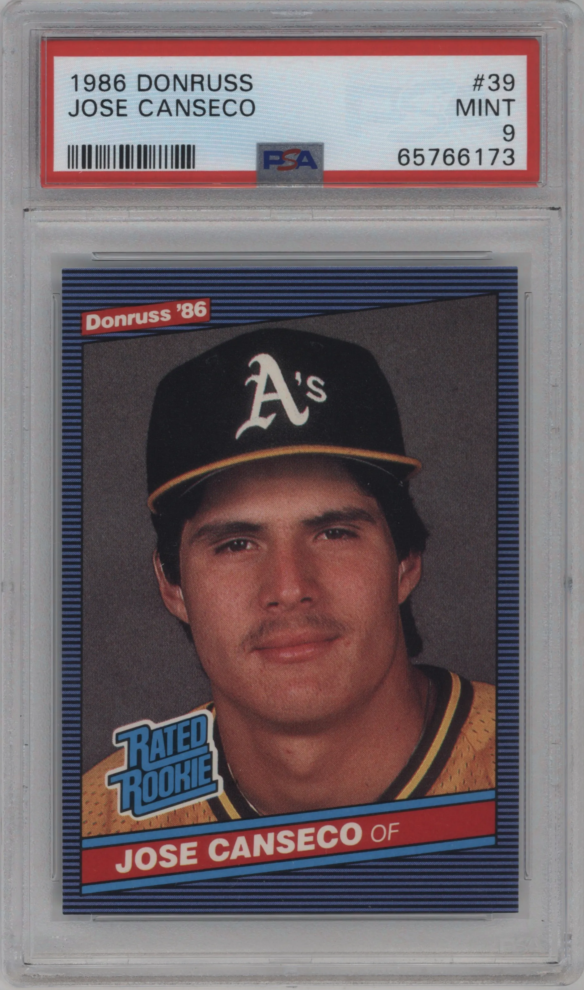 1986 Donruss Rated Rookie Jose Canseco PSA 9