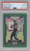 Bryce Young from the 2023 Panini Prizm set featuring a Green Wave  parallel graded by PSA and given an overall grade of 10.