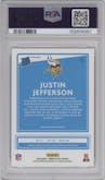 Justin Jefferson from the 2020 Panini Donruss Optic set featuring a Holo parallel graded by PSA and given an overall grade of 9.