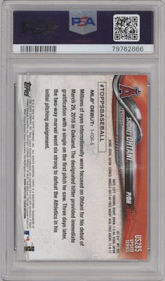 Shohei Ohtani from the 2018 Topps Update set graded by PSA and given an overall grade of 10.