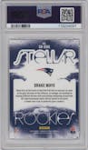 Drake Maye from the 2024 Panini Rookies & Stars set featuring a Red Plaid parallel graded by PSA and given an overall grade of 10.