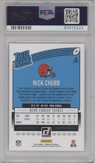 Nick Chubb from the 2018 Panini Donruss set graded by PSA and given an overall grade of 10.
