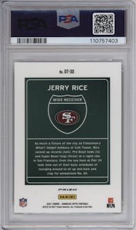 Jerry Rice from the 2021 Panini Donruss Optic set graded by PSA and given an overall grade of 10.