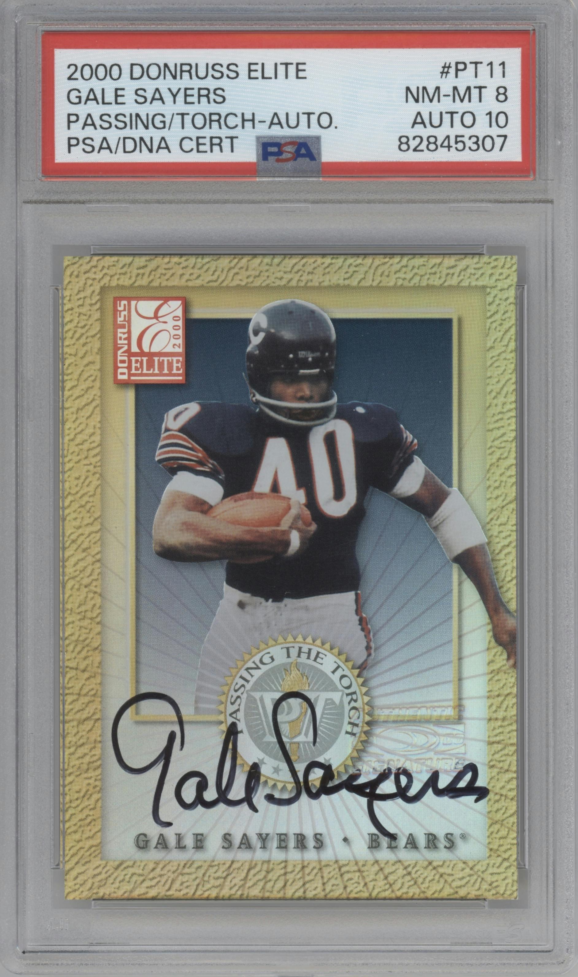 Gale Sayers from the 2000 Donruss Elite set graded by PSA and given an overall grade of 8.
