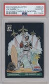 Joe Namath from the 2023 Donruss Optic set featuring a Black Pandora parallel graded by PSA and given an overall grade of 10.