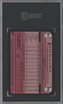 Elly De La Cruz from the 2024 Topps Chrome set graded by SGC and given an overall grade of 9.5.