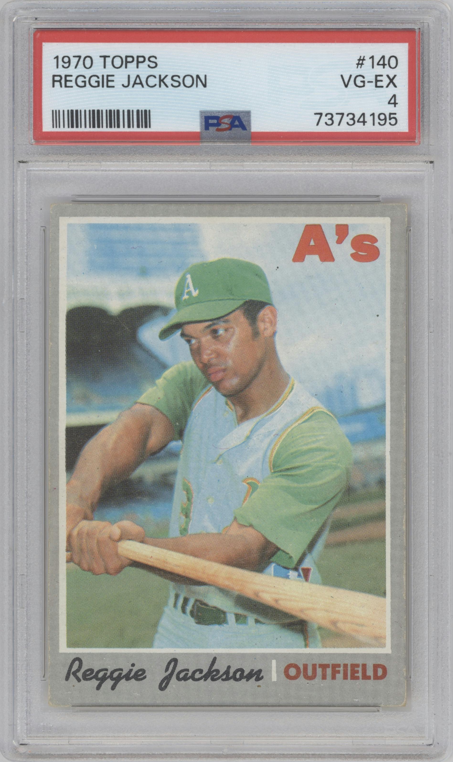 Reggie Jackson from the 1970 Topps set graded by PSA and given an overall grade of 4.