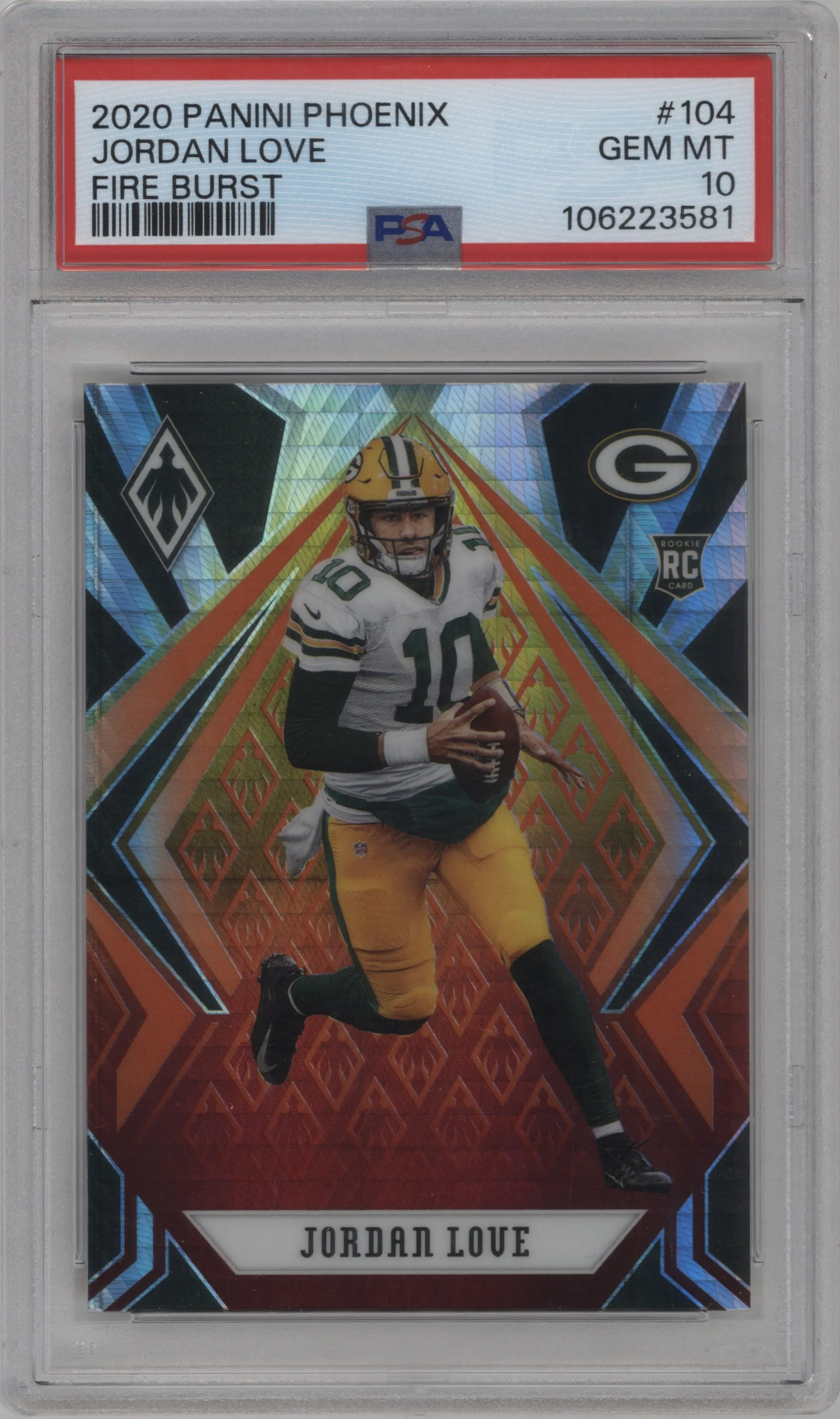 2020 Panini Phoenix Jordan Love Fire Burst PSA 10