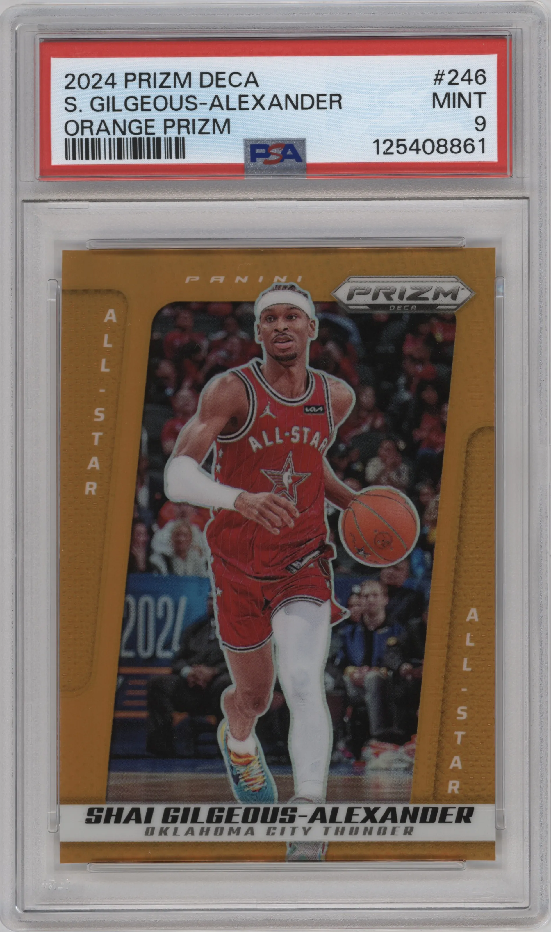 2024 Panini Prizm Deca Shai Gilgeous-Alexander Orange Prizm PSA 9