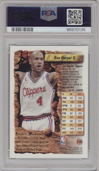Ron Harper from the 1993-94 Topps Finest  set featuring a Refractor parallel graded by PSA and given an overall grade of 8.