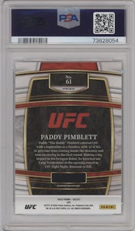 Paddy Pimblett from the 2022 Panini Select UFC  set featuring a Silver Prizm parallel graded by PSA and given an overall grade of 10.
