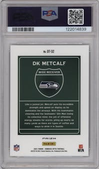 DK Metcalf from the 2021 Panini Donruss Optic set graded by PSA and given an overall grade of 10.