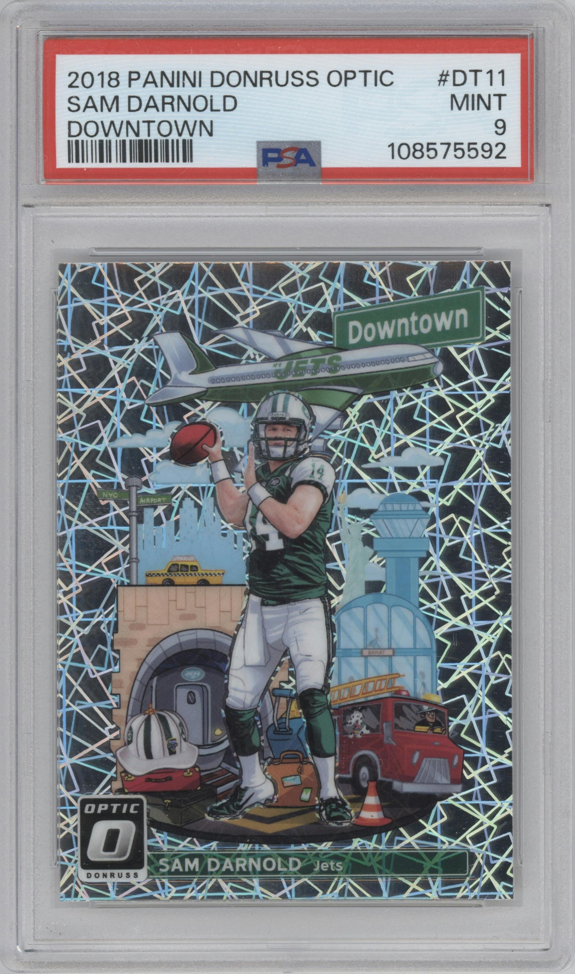 Sam Darnold from the 2018 Panini Donruss Optic set graded by PSA and given an overall grade of 9.