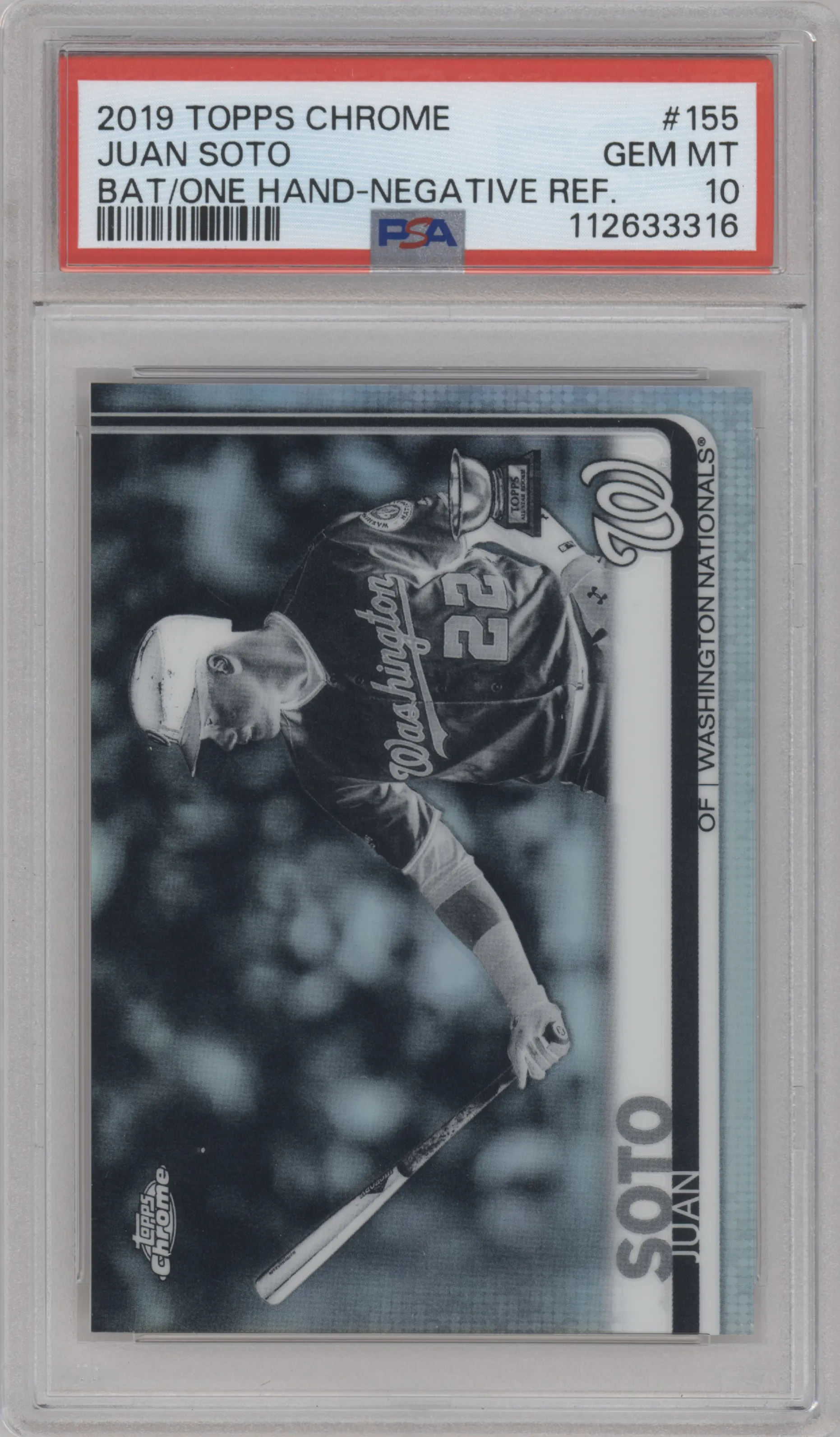 2019 Topps Chrome Juan Soto Negative Refractor #155 PSA 10