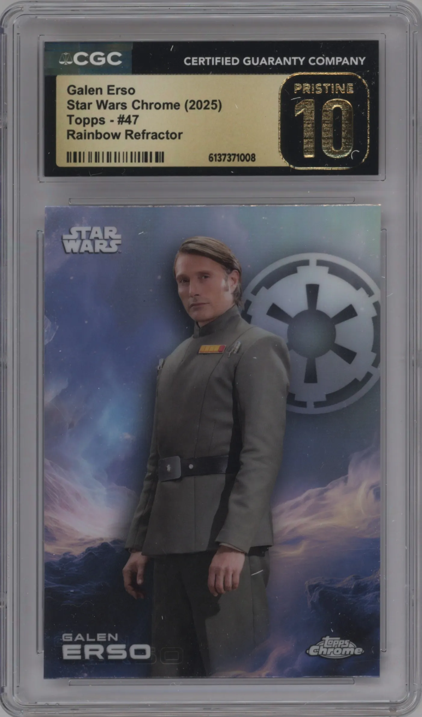 2025 Topps Chrome Star Wars Galen Erso Rainbow Refractor #47 CGC 10