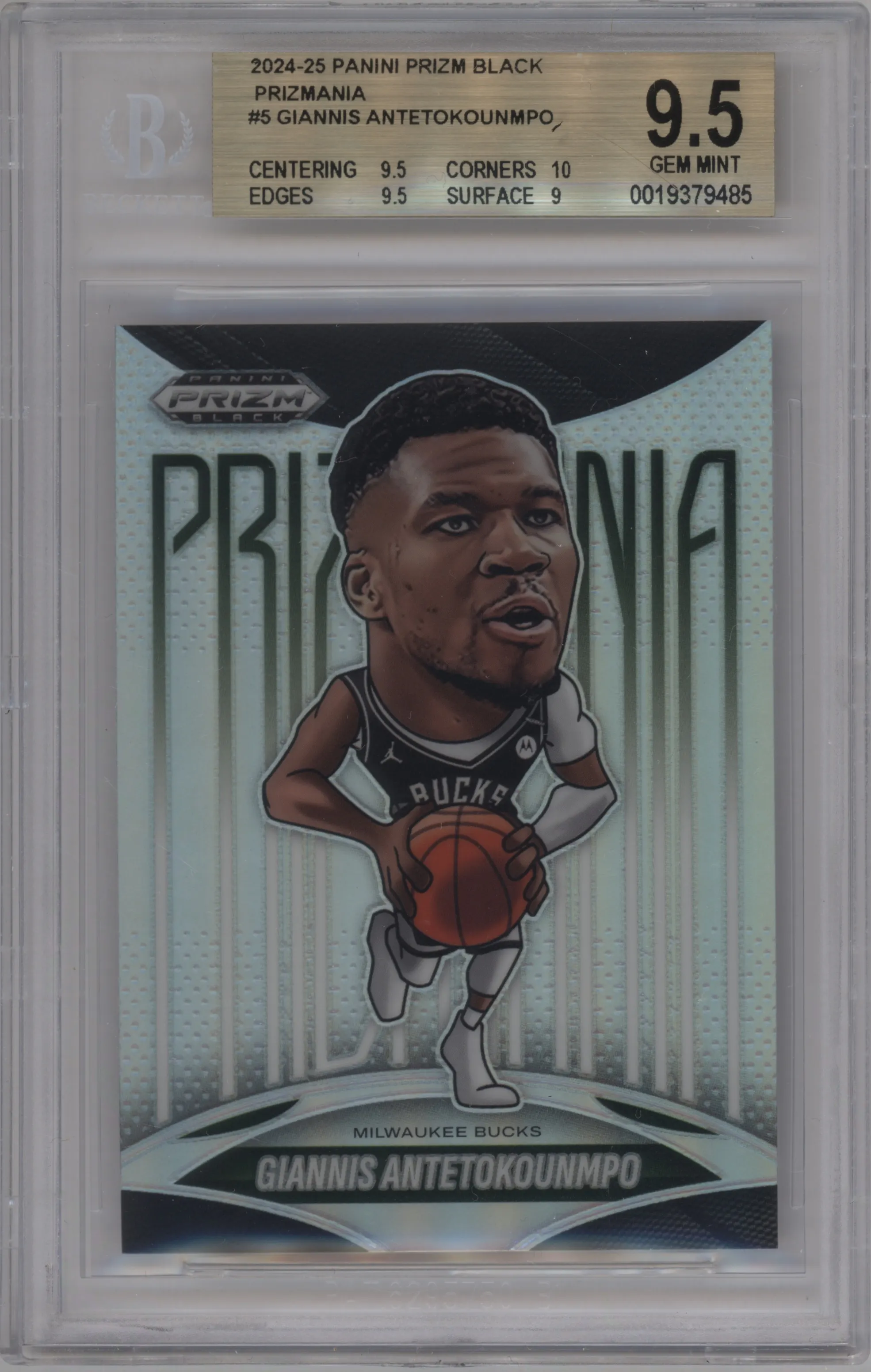 2024 Panini Prizm Black Prizmania Giannis Antetokounmpo #5 BGS 9.5