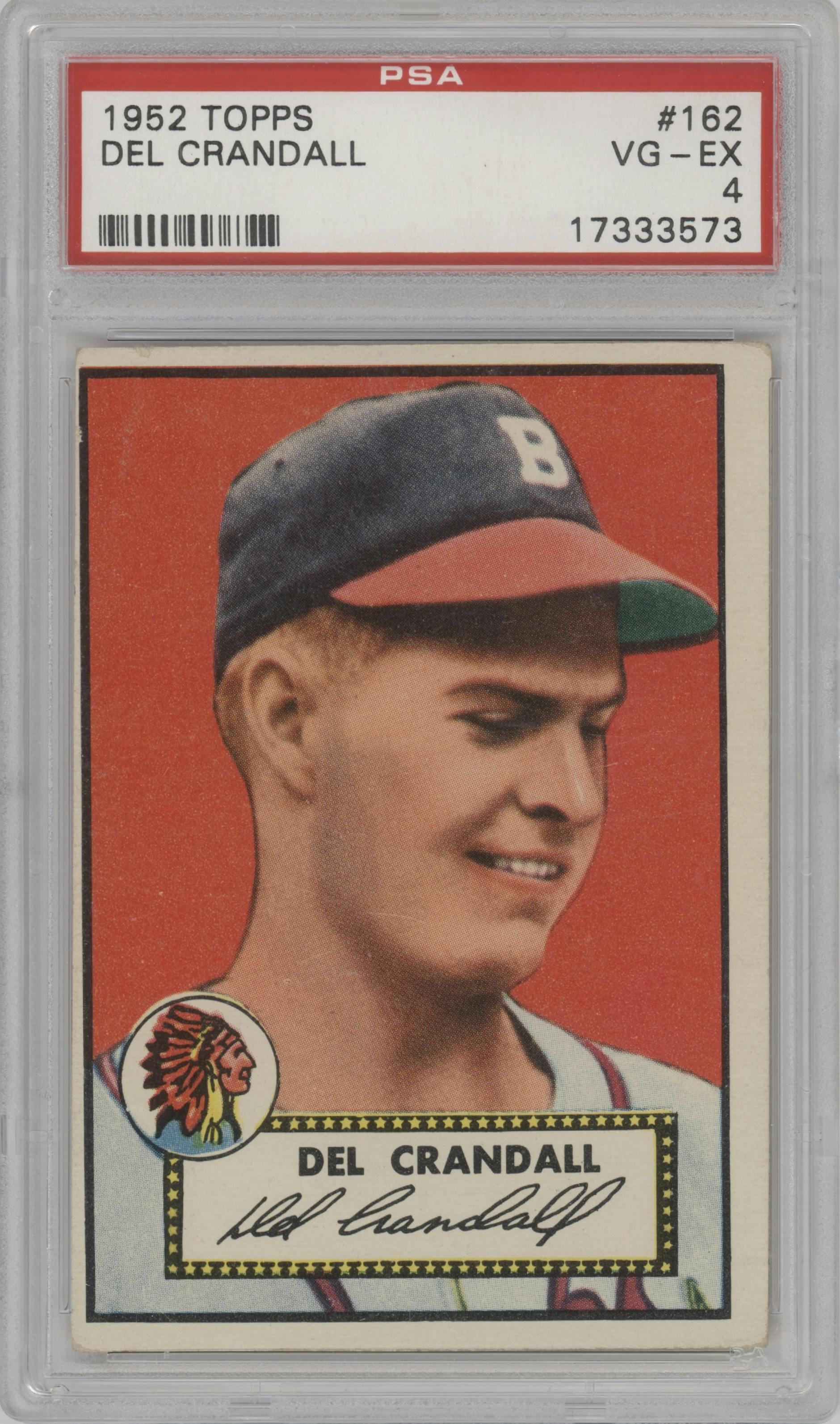 Del Crandall from the 1952 Topps set graded by PSA and given an overall grade of 4.