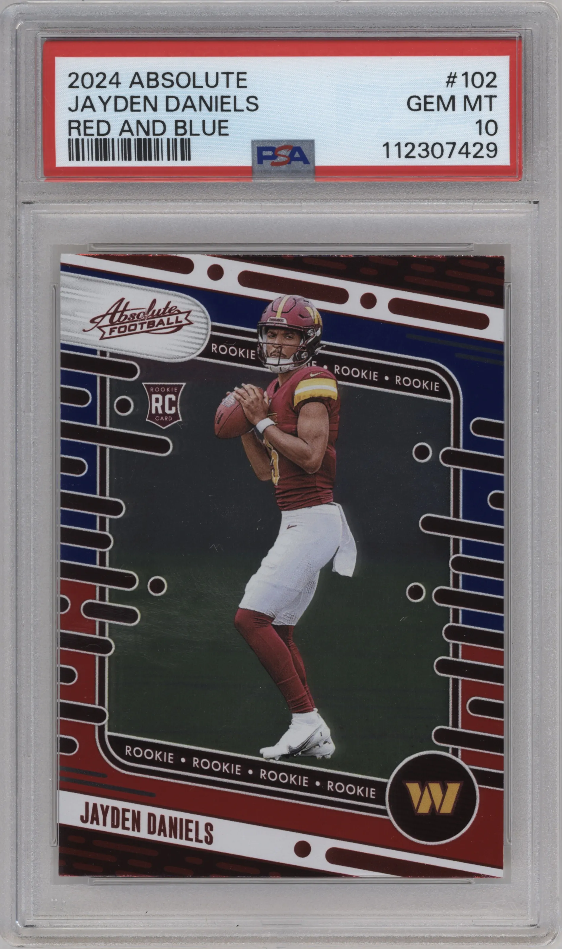 2024 Panini Absolute Jayden Daniels Red & Blue PSA 10