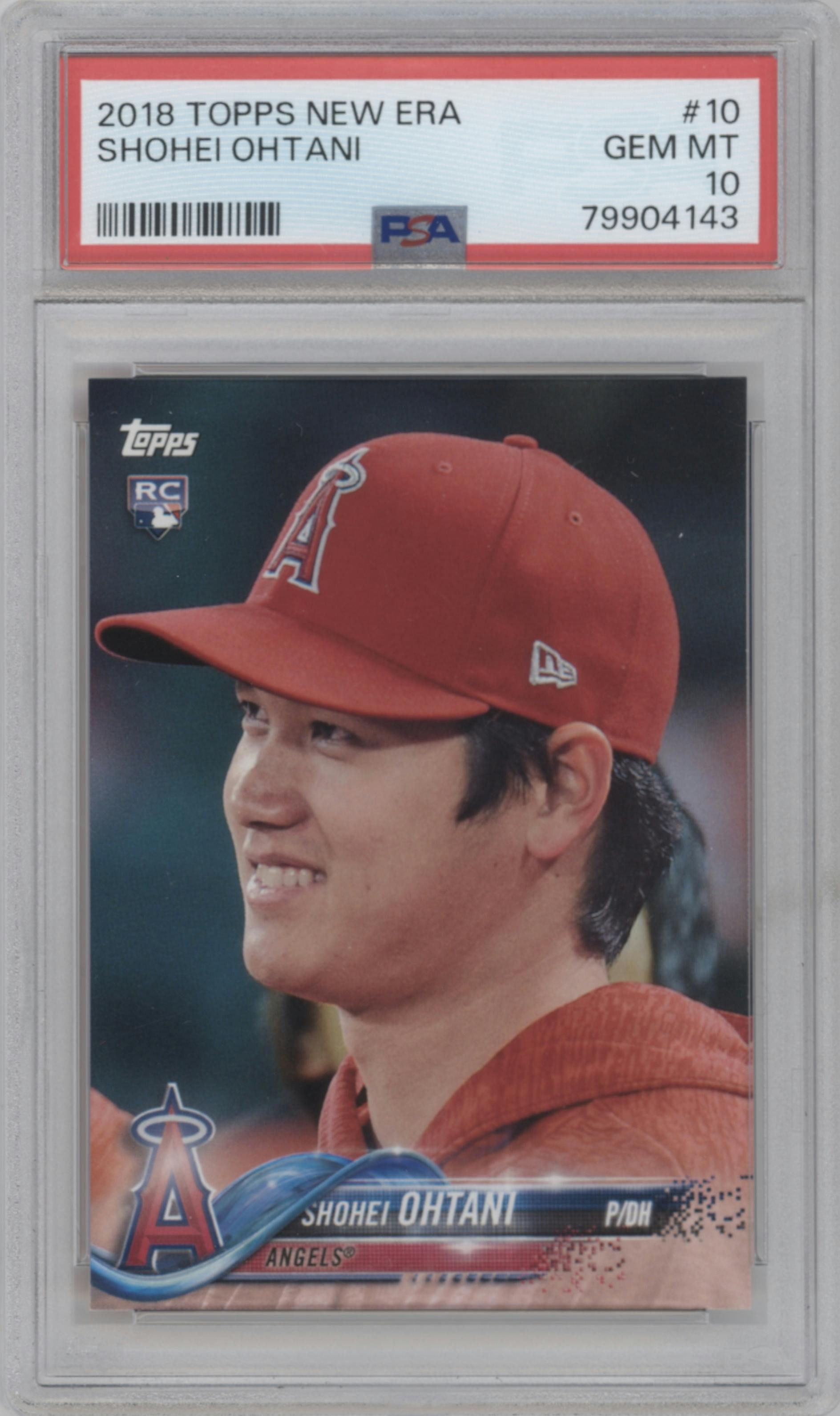 Shohei Ohtani from the 2018 Topps New Era set graded by PSA and given an overall grade of 10.