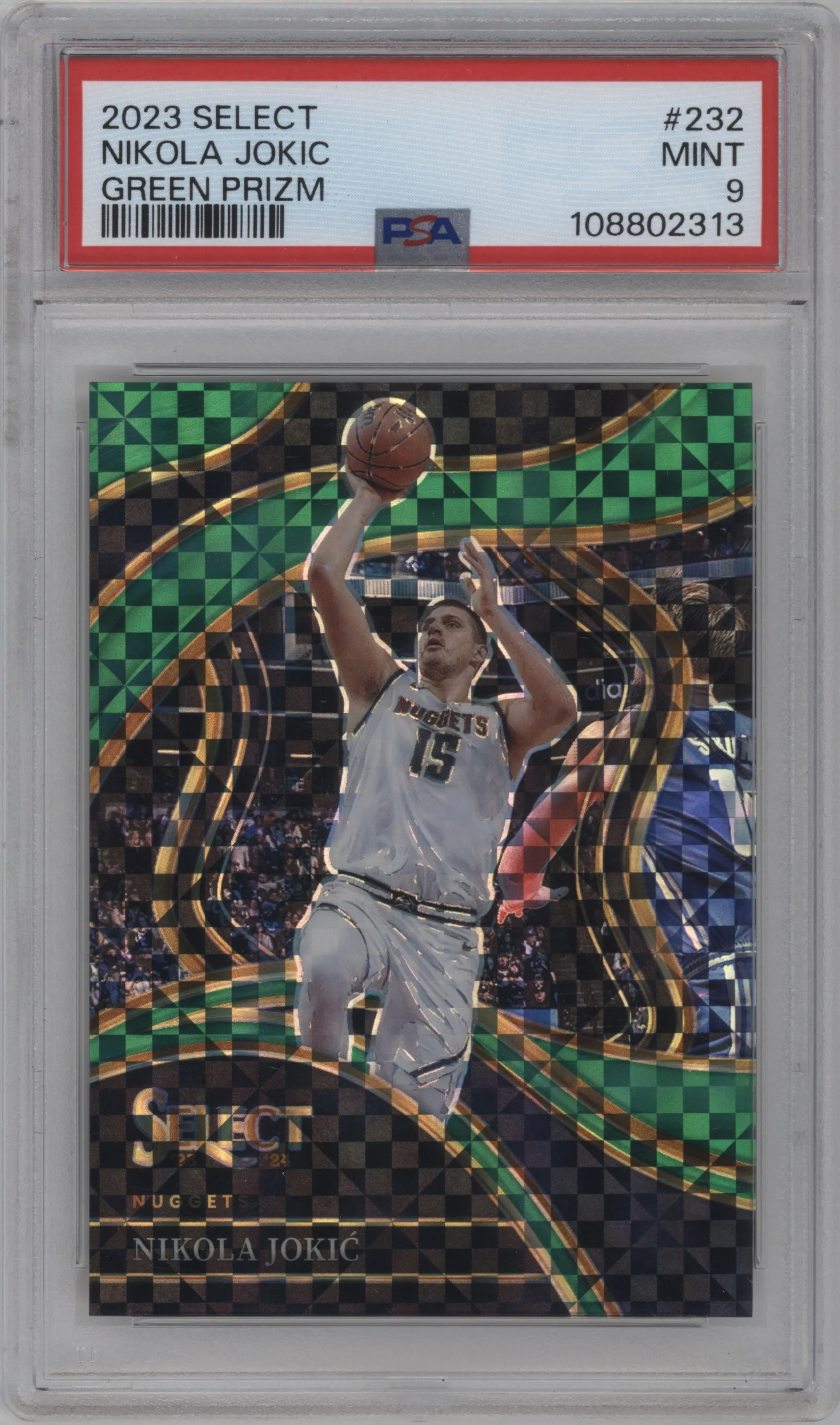 2023 Panini Select Courtside Nikola Jokic Green Prizm #232 PSA 9
