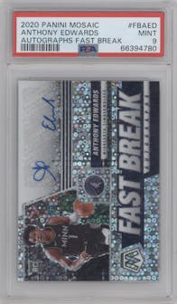 Anthony Edwards from the 2020-21 Panini Mosaic set graded by PSA and given an overall grade of 9.
