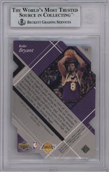 Kobe Bryant from the 1999-00 Upper Deck Black Diamond set featuring a Final Cut parallel graded by Beckett and given an overall grade of 8.5.
