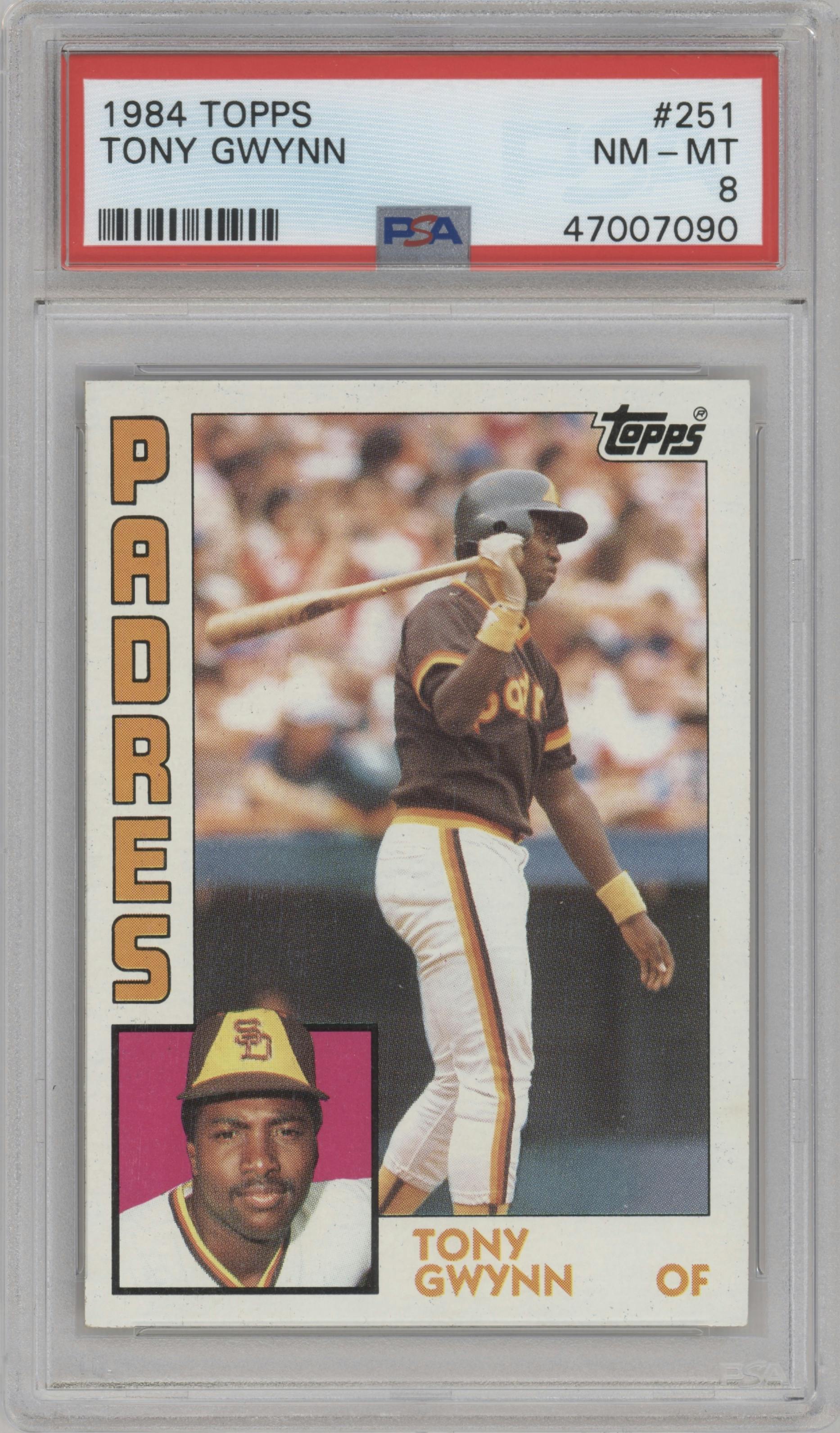 Tony Gwynn from the 1984 Topps set graded by PSA and given an overall grade of 8.