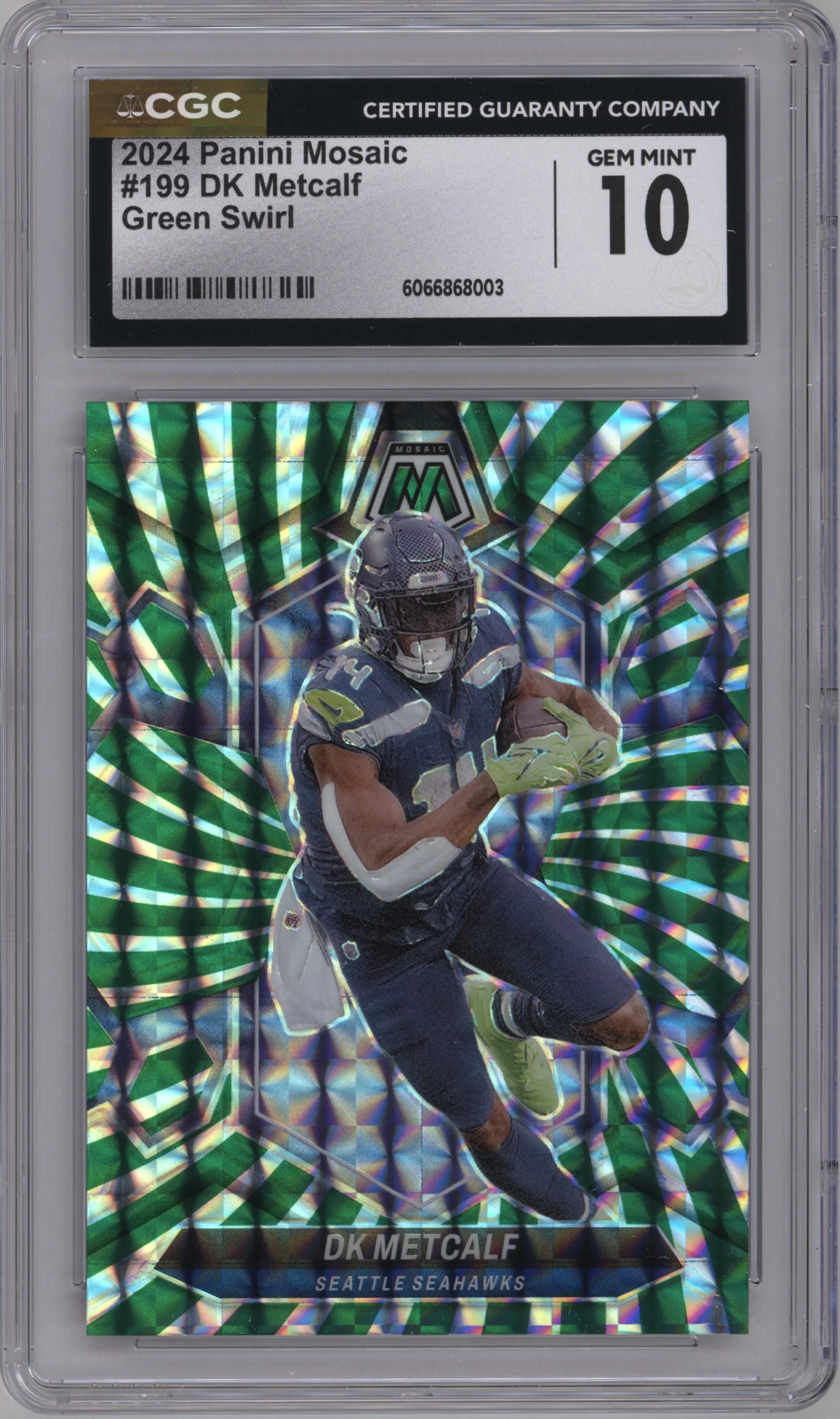 2024 Panini Mosaic DK Metcalf Green Swirl Mosaic #199 CGC 10