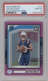 Joe Milton III  from the 2024 Donruss set featuring a Pink parallel graded by PSA and given an overall grade of 10.