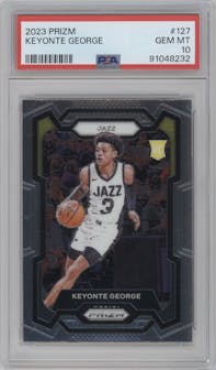 Keyonte George from the 2023-24 Panini Prizm set graded by PSA and given an overall grade of 10.