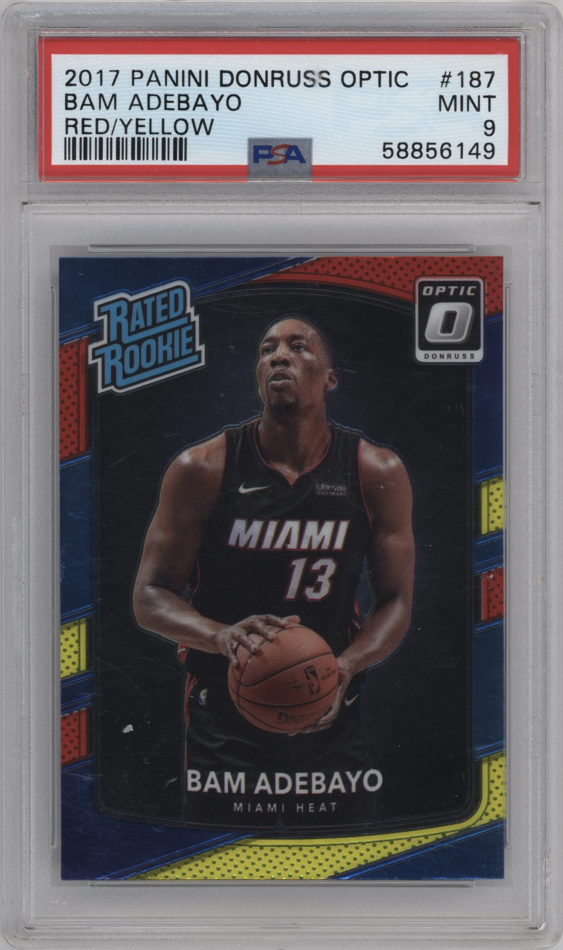2017 Panini Donruss Optic Rated Rookie Bam Adebayo Red/Yellow PSA 9