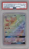 Blastoise GX from the 2019 Pokemon S&M  set graded by PSA and given an overall grade of 10.