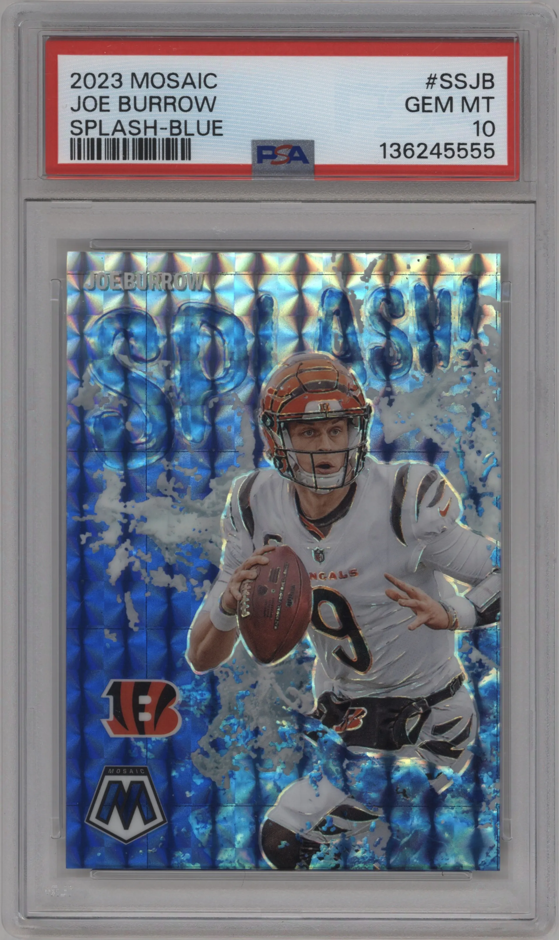 2023 Panini Mosaic Splash! Joe Burrow Blue #SS-JB PSA 10