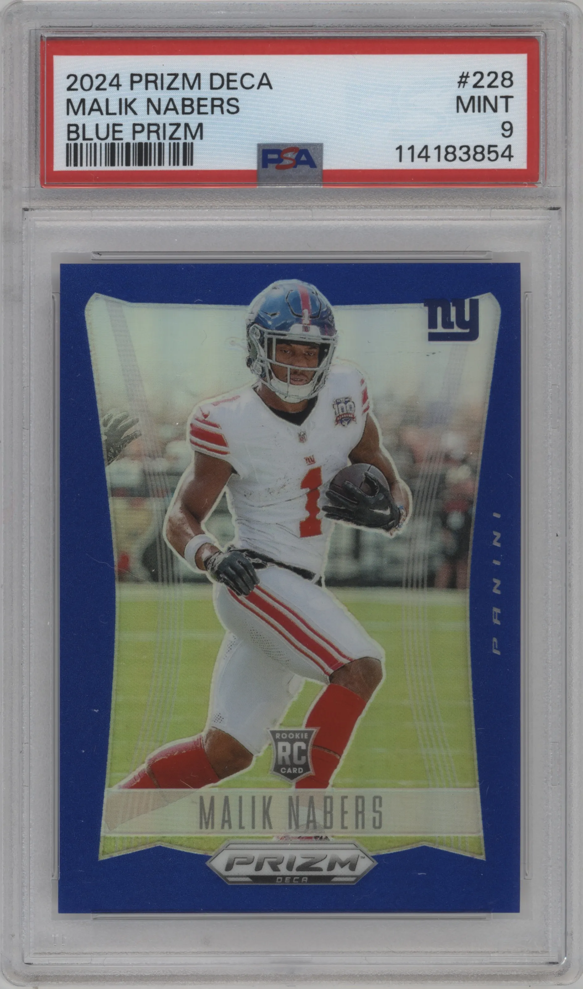 2024 Panini Prizm Deca Malik Nabers Blue Prizm PSA 9
